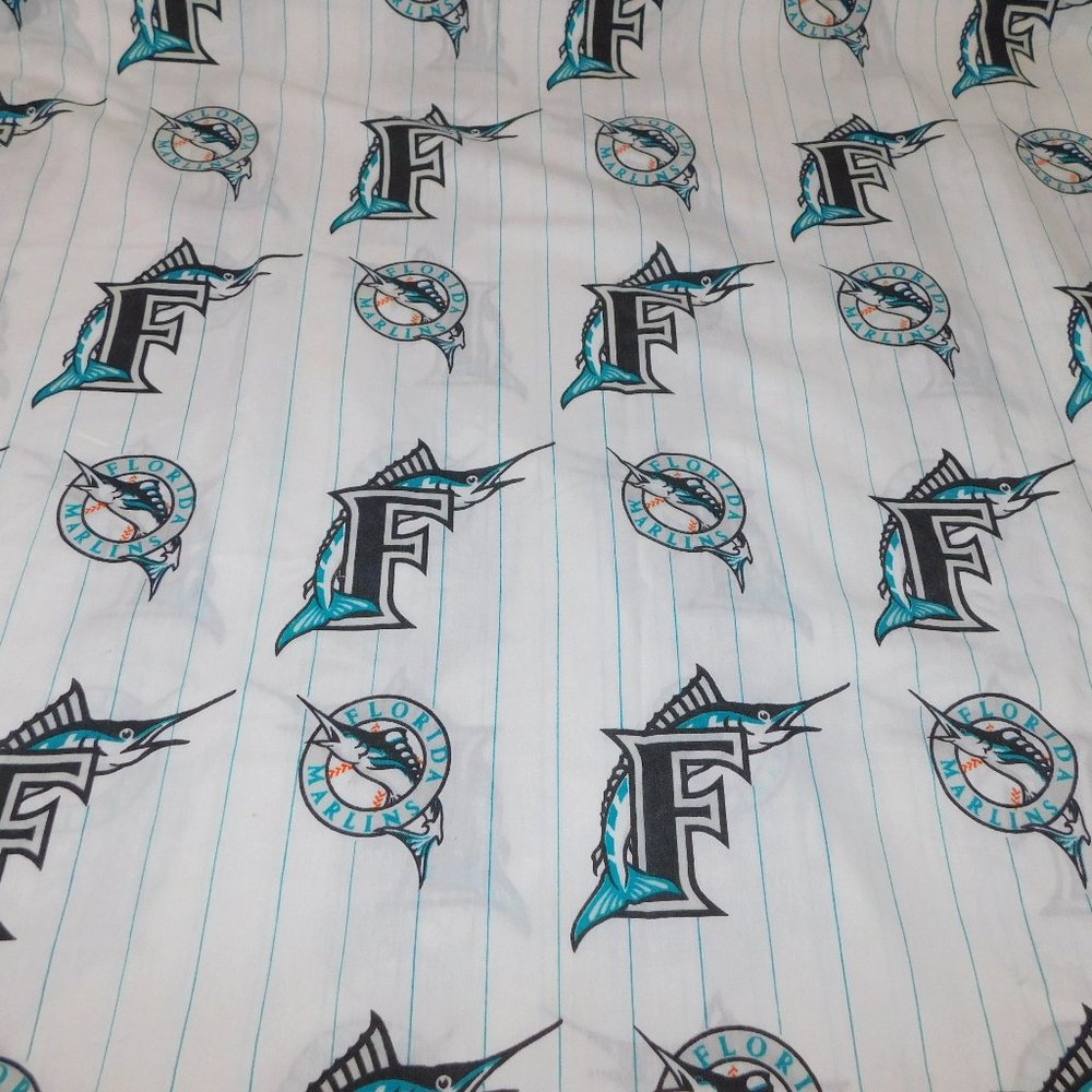 Vintage 1996 MLB Baseball Florida Marlins Twin Flat Bed Sheet